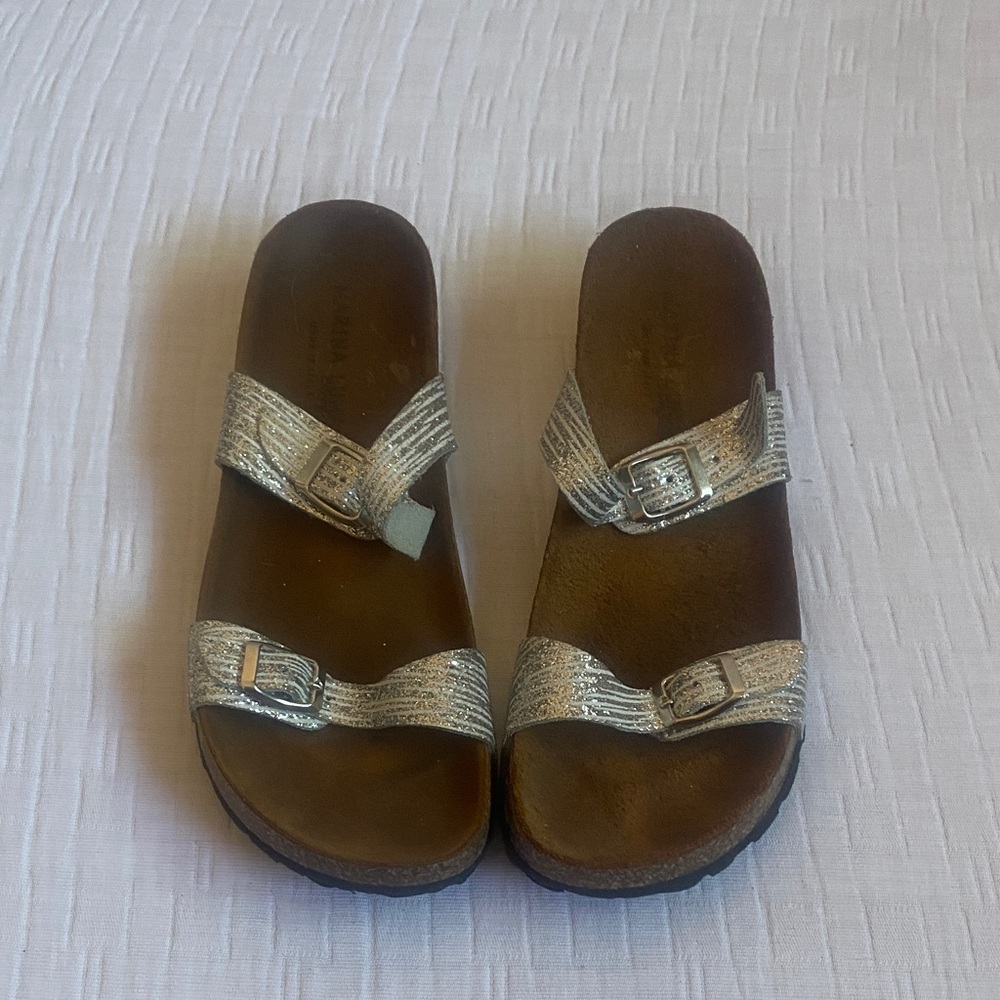 MARINA LUNA Metallic Silver Sandals